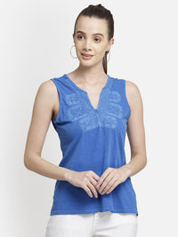 blue-embroidered-viscose-knit-casual-casual-top