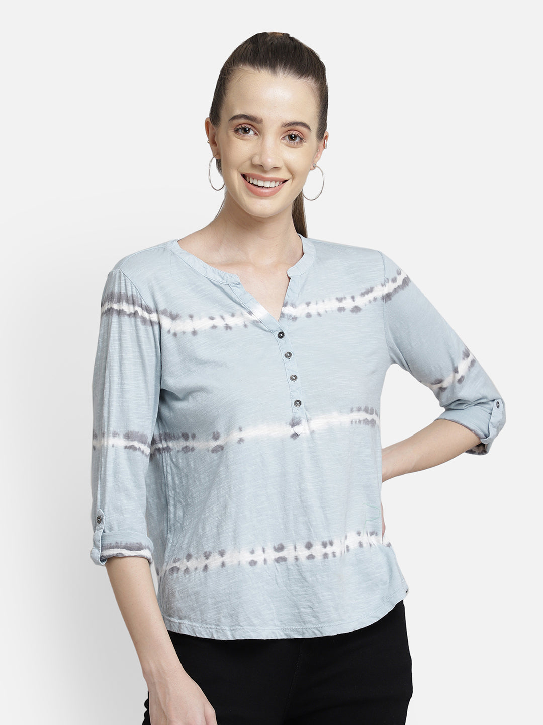 Blue tie & die viscose top Aditi Wasan