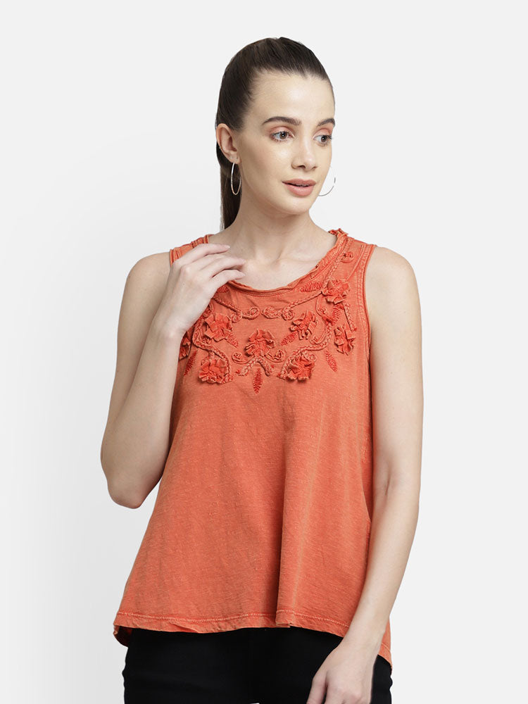 orange-applique-viscose-top