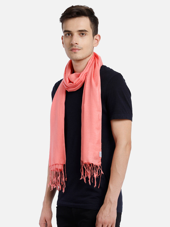 Viscose Solid Pink Stole For Men Aditi Wasan