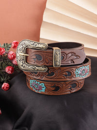 Tan genuine leather hand crafted women's belt