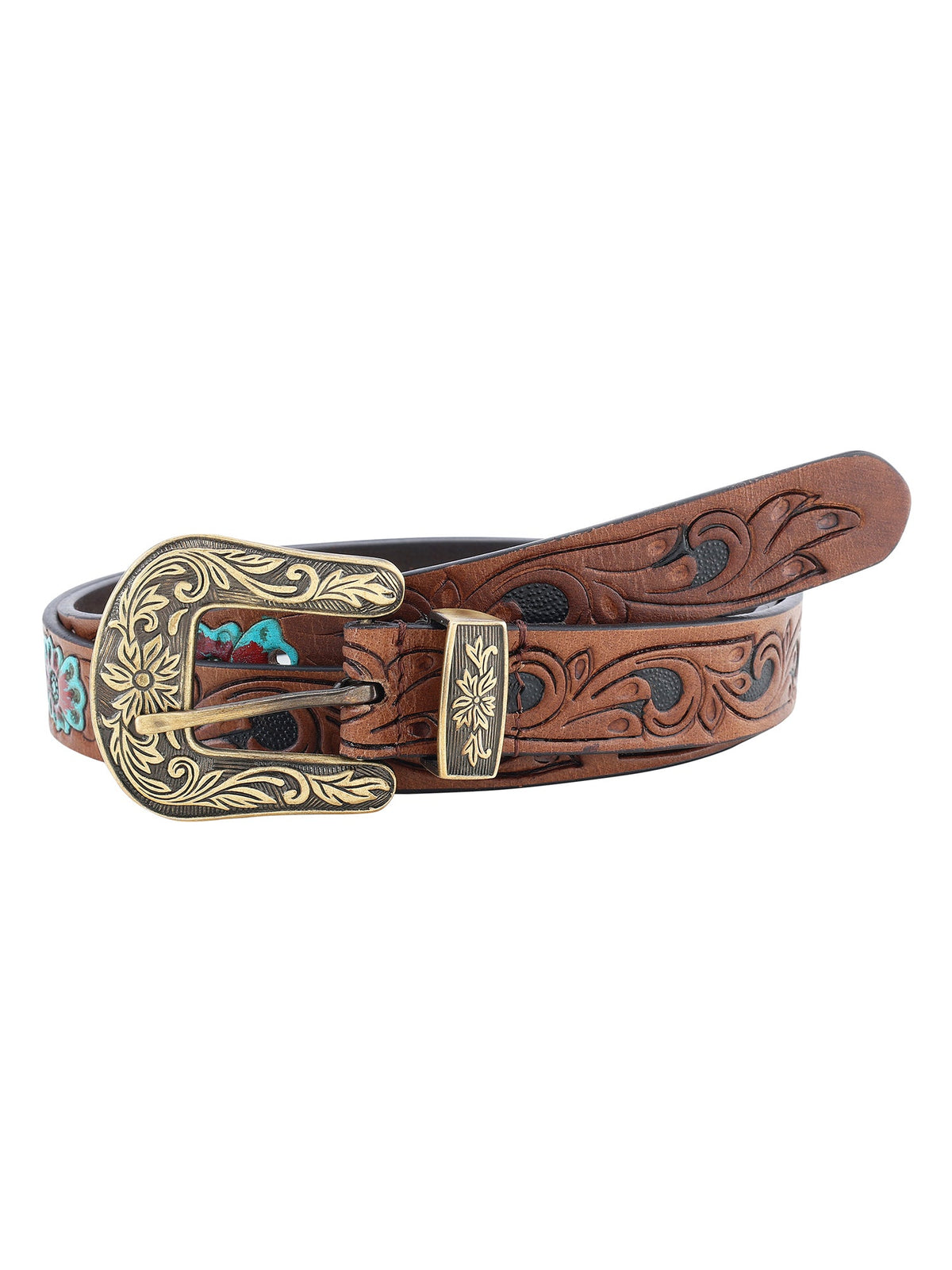 Tan genuine leather hand crafted women's belt
