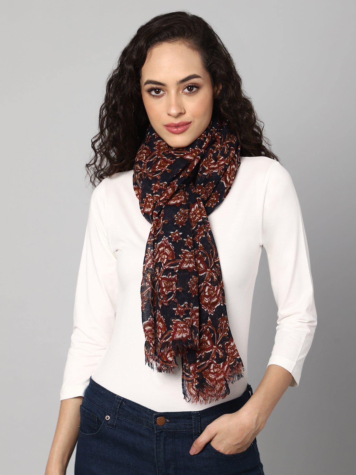 Floral printed woolen stole Aditi Wasan