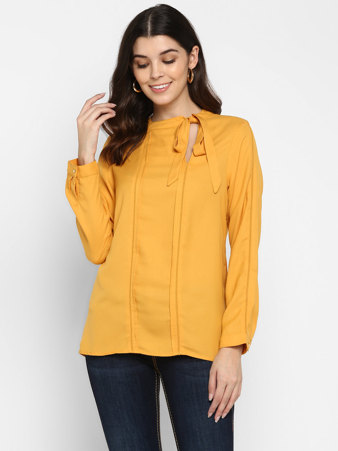 Bow-Tie Neck Yellow Top Aditi Wasan