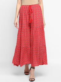 Red Printed Skirt - Aditi Wasan
